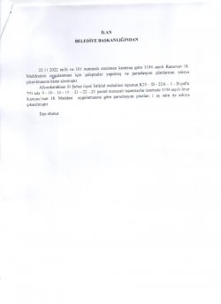 PARSELASYON PLANLARININ ASKIYA ÇIKARILMASI  11.12.2022