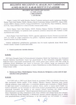 02.12.2025 TARİHLİ MECLİS TOPLANTISI KARAR ÖZETLERİ
