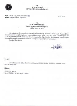 ÇEVRE HİZMETLERİ BİRLİĞİ OLAĞAN MECLİS TOPLANTISI KARAR ÖZETLERİ