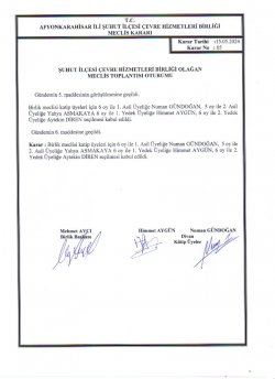 ÇEVRE HİZMETLERİ BİRLİĞİ OLAĞAN MECLİS TOPLANTISI KARAR ÖZETLERİ