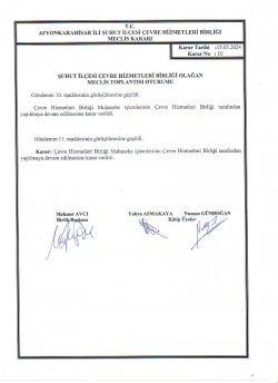 ÇEVRE HİZMETLERİ BİRLİĞİ OLAĞAN MECLİS TOPLANTISI KARAR ÖZETLERİ