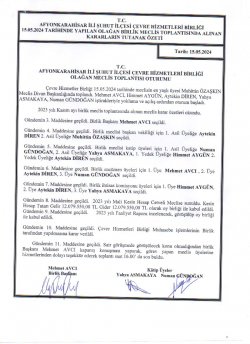 ÇEVRE HİZMETLERİ BİRLİĞİ OLAĞAN MECLİS TOPLANTISI KARAR ÖZETLERİ