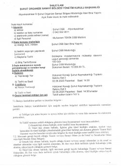 ŞUHUT ORGANİZE SANAYİ BÖLGESİ MÜDÜRLÜĞÜ İDARİ BİNA YAPIMI İHALESİ