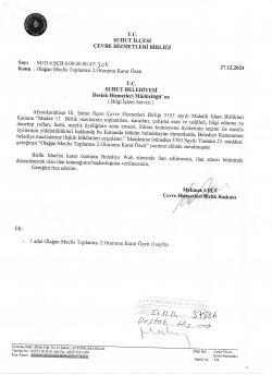 ÇEVRE HİZMETLERİ BİRLİĞİ OLAĞAN MECLİS TOPLANTISI KARAR ÖZETLERİ