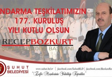 Başkan Bozkurt, Jandarma Teşkilatının 177.Yılını Tebrik Etti.