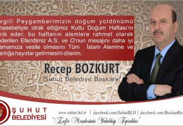Başkan Bozkurt, Kutlu Doğum Haftası Mesajı