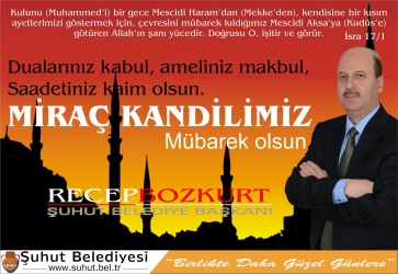Başkan Bozkurt'un Miraç Kandili Mesajı