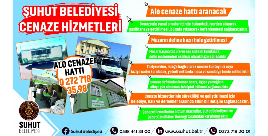 ŞUHUT BELEDİYESİ CENAZE HİZMETLERİ KURULDU